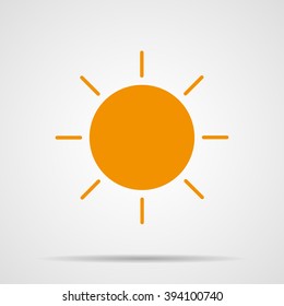 The yellow sun with shadow  on a white background