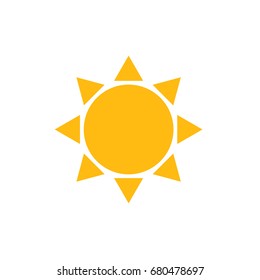Yellow Sun Simple Icon. Vector Illustration. Flat Style. Decorative Summer Weather Design.