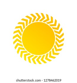Yellow sun simple sign, flat design icon vector, seasons sunny weather, sunny weather icon illustration, forecast