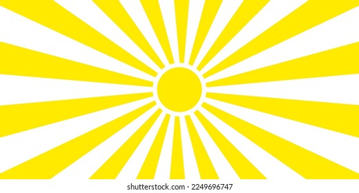 Yellow sun in simple style. Sun illustration on white background. Sunshine vector icon.