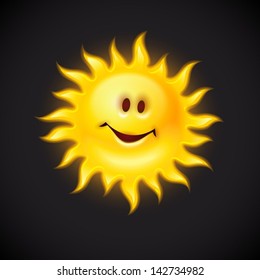 yellow sun with smiling face - eps10 vector illustration