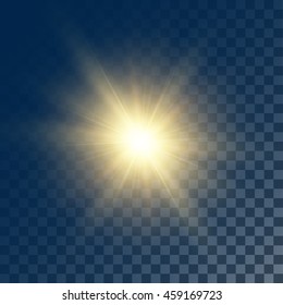 Yellow sun with soft rays. Shape is slightly distorted to imitate natural camera lens effect. Contains clipping mask. 