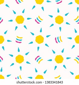 Yellow sun star cut out shapes. Vector pattern seamless background. Hand drawn matisse style collage graphic illustration. Trendy retro home decor, modern fashion prints, baby kid nursery wallpaper.