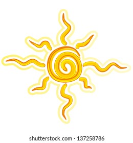 yellow sun stylized on a white background