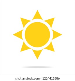 Yellow sun as summer symbol on white backlground