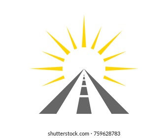 Yellow Sun Sunrise And Sunset On The Road Logo Design