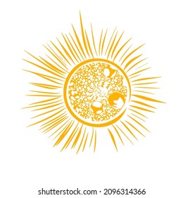 Die gelbe Sonne ist ein Symbol. Vektorgrafik