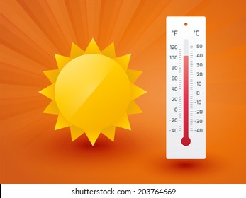 The yellow sun with thermometer