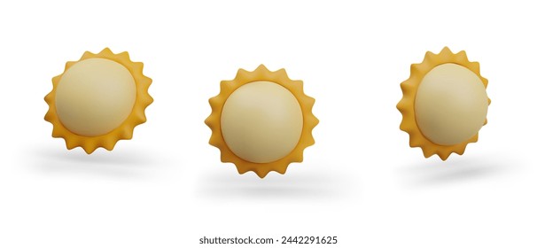 Yellow sun in vector cartoon style. Bright celestial body, clear sky, good weather