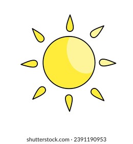 yellow sun vector for children's book illustration icon, cute illustration design