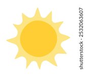 Yellow sun vector icon isolated on white background. 