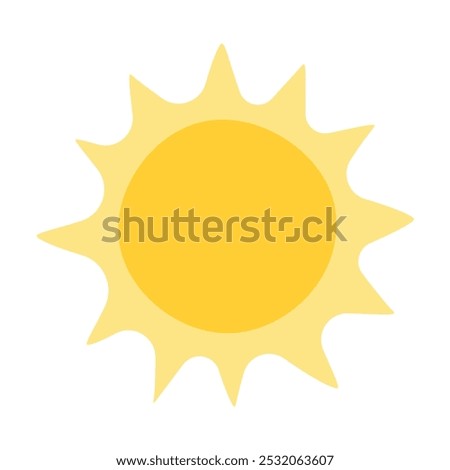 Yellow sun vector icon isolated on white background. 