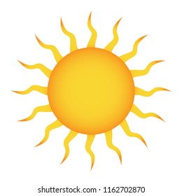 yellow sun vector isolated, weather forecast icon, sun vector seasons sunny weather, sunny weather icon illustration