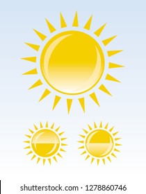 yellow sun. vector template for buttons or icons