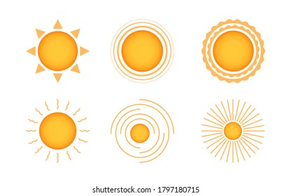 Icono de tiempo solar amarillo conjunto de iconos aislados vector sobre fondo blanco