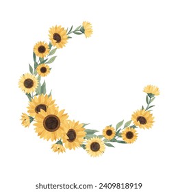 Yellow Sun Wreath Flower Frame Background
