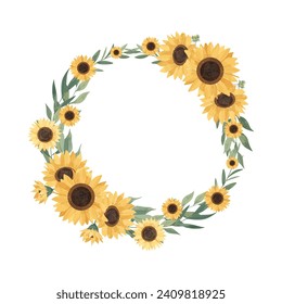 Yellow Sun Wreath Flower Frame Background