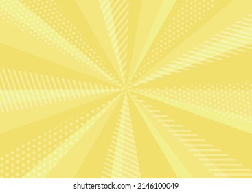 Yellow Sunburst Background  With Dots And Stripes