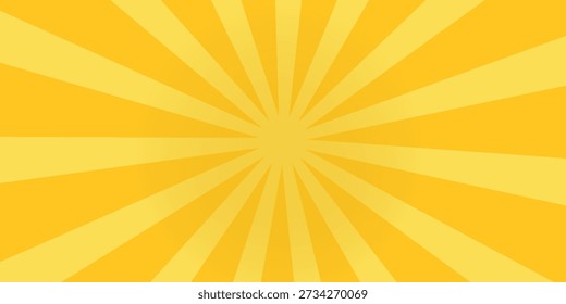 Patrón de fondo de rayos de sol amarillo con líneas radiantes. Perfecto para diseños que llaman la atención, carteles, Materiales promocionales y proyectos con temática de verano. Obra de arte de Vector audaz y enérgico.