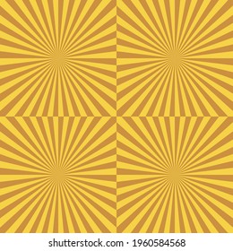 Yellow sunburst background. Seamless pattern. Vector illustration. Retro radial lines poster.