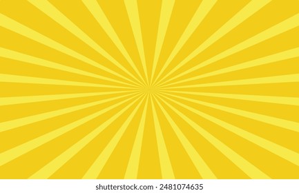 Yellow sunburst background. yellow sun rays gradient wide vector background