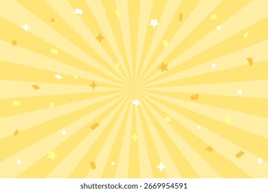 Yellow sunburst and confetti background - Concentrated lines