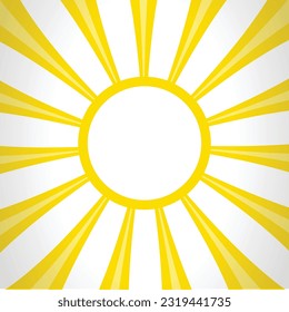 Yellow sunburst pattern background with middle badge, rays, radial, summer banner, vector illustration