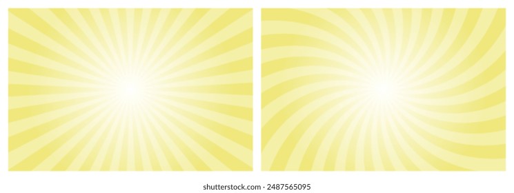 Fondo Amarillo Del Patrón Del Sunburst. Radial y fondo de los rayos del remolino. Anuncio de verano. Ilustración vectorial