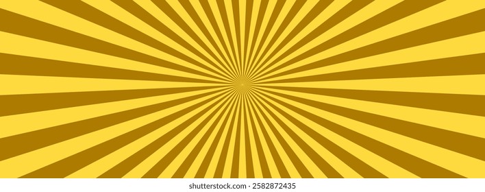 Yellow sunbust banner with Sun rays, yellow lines. Comic background