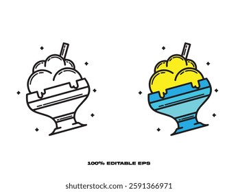 Yellow Sundae Pair Coloring Page