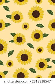 Yellow sunflower background.Eps 10 vector.