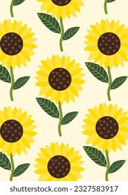 Yellow sunflower background.Eps 10 vector.