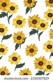 Yellow sunflower background.Eps 10 vector.