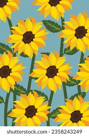 Yellow sunflower background.Eps 10 vector.