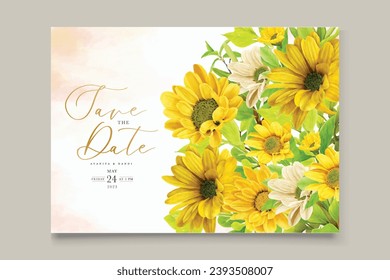 yellow sunflower background and frame arrangement card