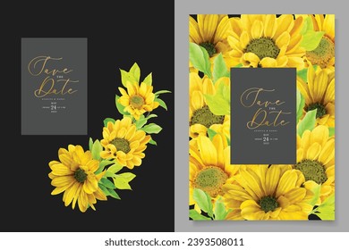 yellow sunflower background and frame arrangement card