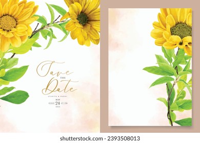 yellow sunflower background and frame arrangement card