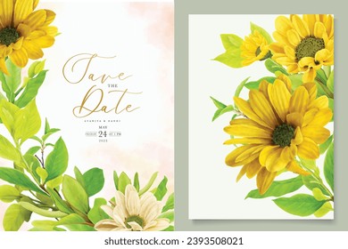 yellow sunflower background and frame arrangement card