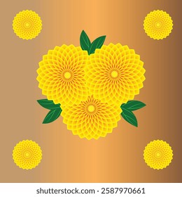 Yellow Sunflower with golden background, big sunflower, small sunflower , sunflower with leaf, Yellow flower golden background