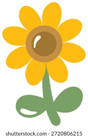Yellow Sunflower with Green Stem