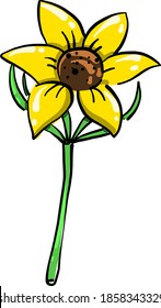 Gelbe Sonnenblume, Illustration, Vektorgrafik auf weißem Hintergrund