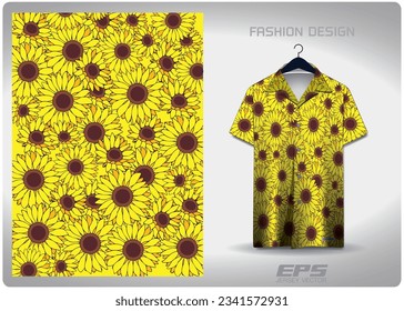 yellow sunflower patterned Hawaiian shirt vector background image For making backgrounds for aloha shirt wallpaper or various backdrops.