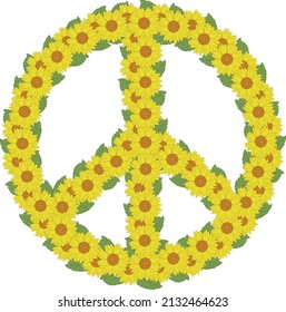 Yellow sunflower peace vector symbol