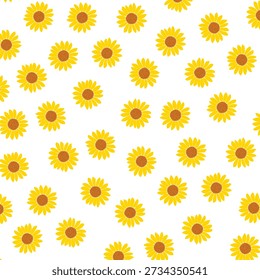 Yellow Sunflower Seamless Pattern. Floral Summer Background