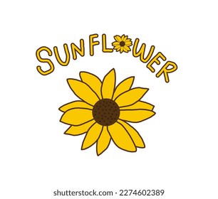 Yellow Sunflower with text "SUNFLOWER"