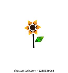 yellow sunflower triangle logo design vector illustration