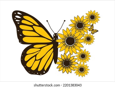 yellow sunflower vector art design hand drawn