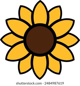 Yellow sunflower vector illustration. Sunflower drawing