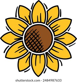 Gelbe Sonnenblumen-Vektorillustration. Sonnenblumenzeichnung