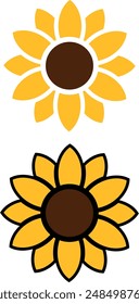 Ilustración vectorial de girasol amarillo. Dibujo de girasol